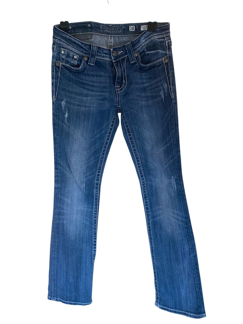 Miss Me Distressed Bootcut Jeans Size 28